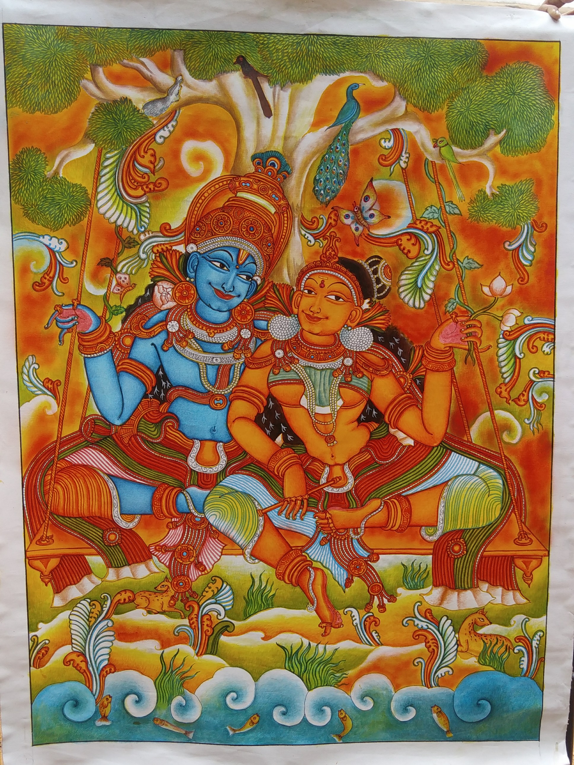 Exploring the Kerala Mural Art of Krishna and Radha