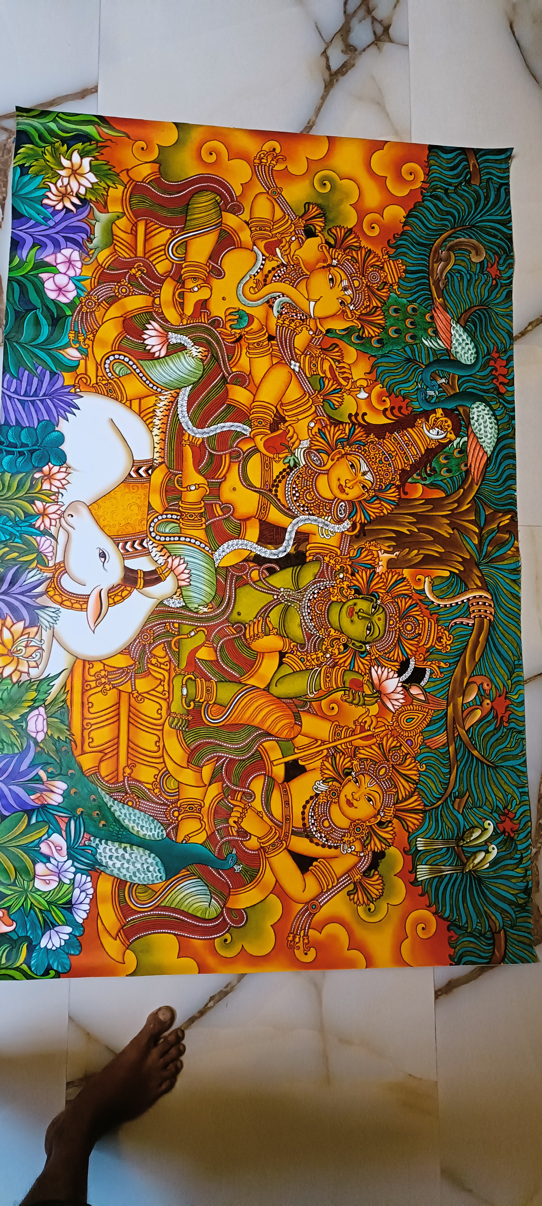 Traditional Mural Depiction of Radha and Krishna