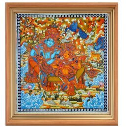 Traditional Kerala Mural of Radha and Krishna